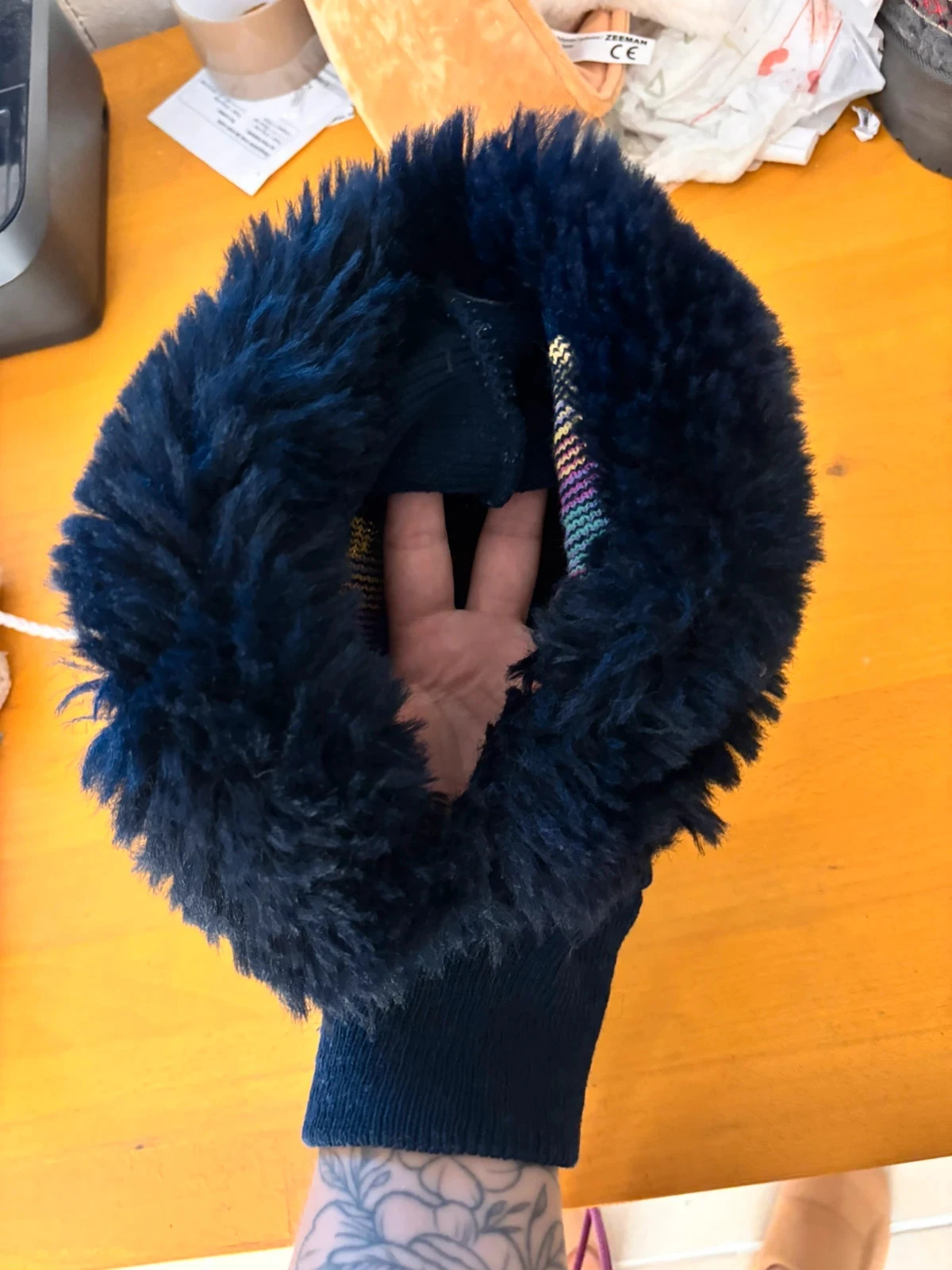 Cagoule vintage azul marinho com falsa pele e padrões – 2/4 anos – photo 2